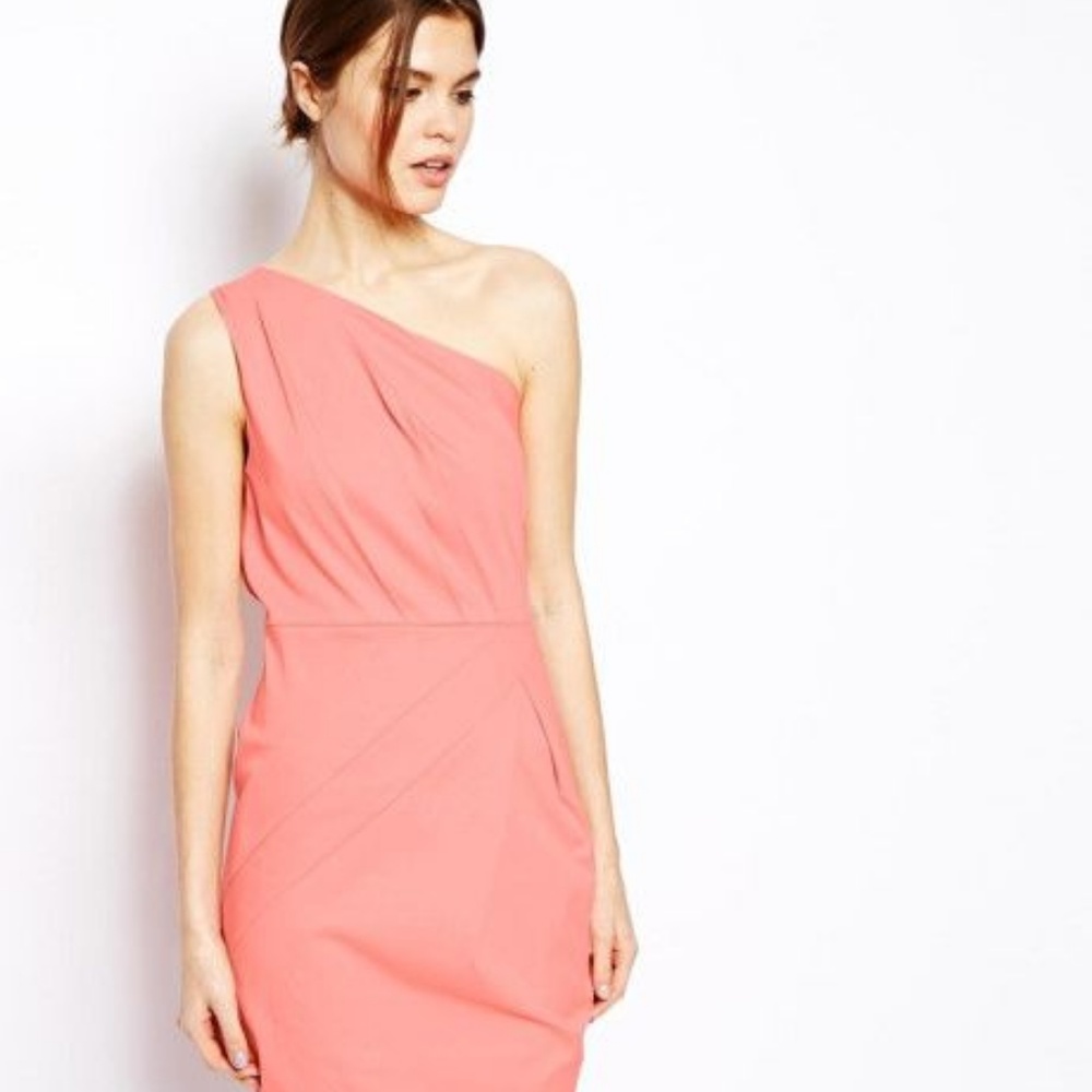 ASOS Folded One Shoulder Dress - Coral